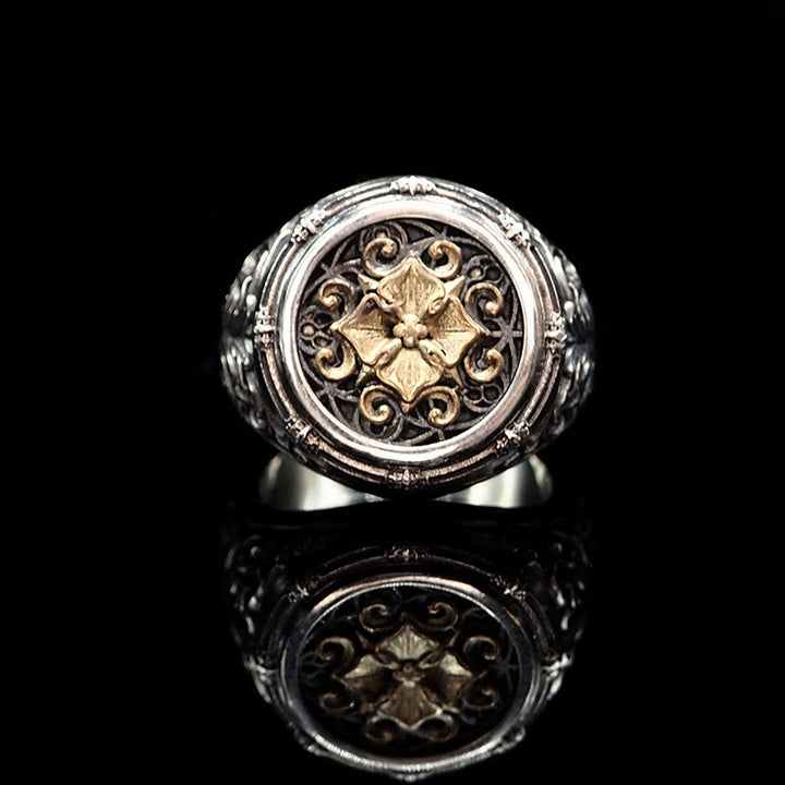 WorldNorse Handcrafted 925 Silver Baroque Signet Ring - Curling Grass Pattern - US 11 - image 0