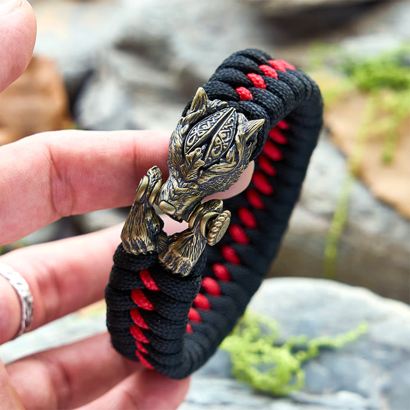 WorldNorse Viking Warrior Wolf Paracord Braided Bracelet - image 4