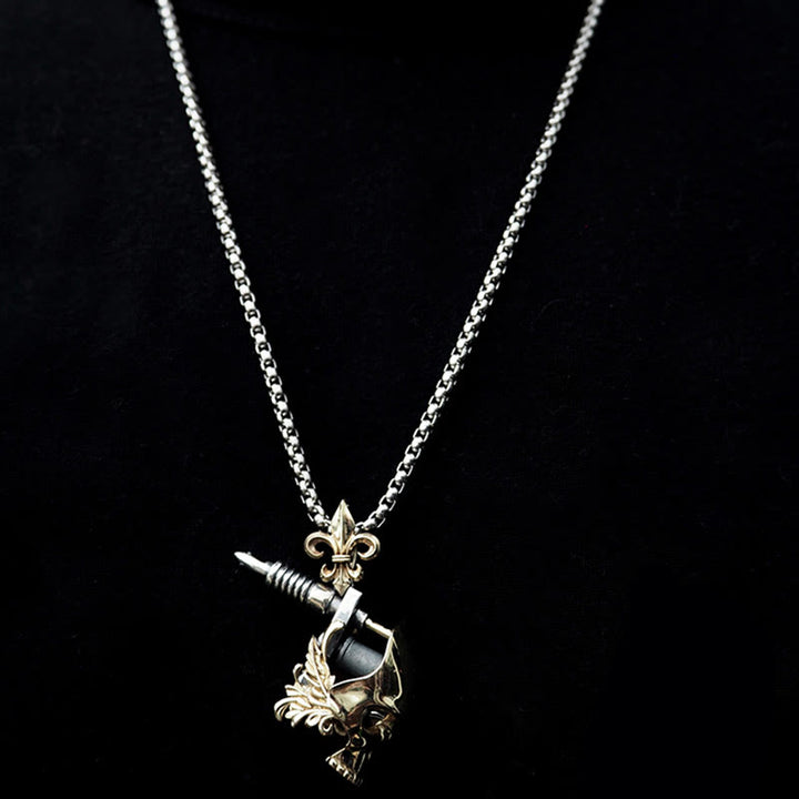 WorldNorse Handcrafted 925 Silver Skull Tattoo Machine Necklace - image 7