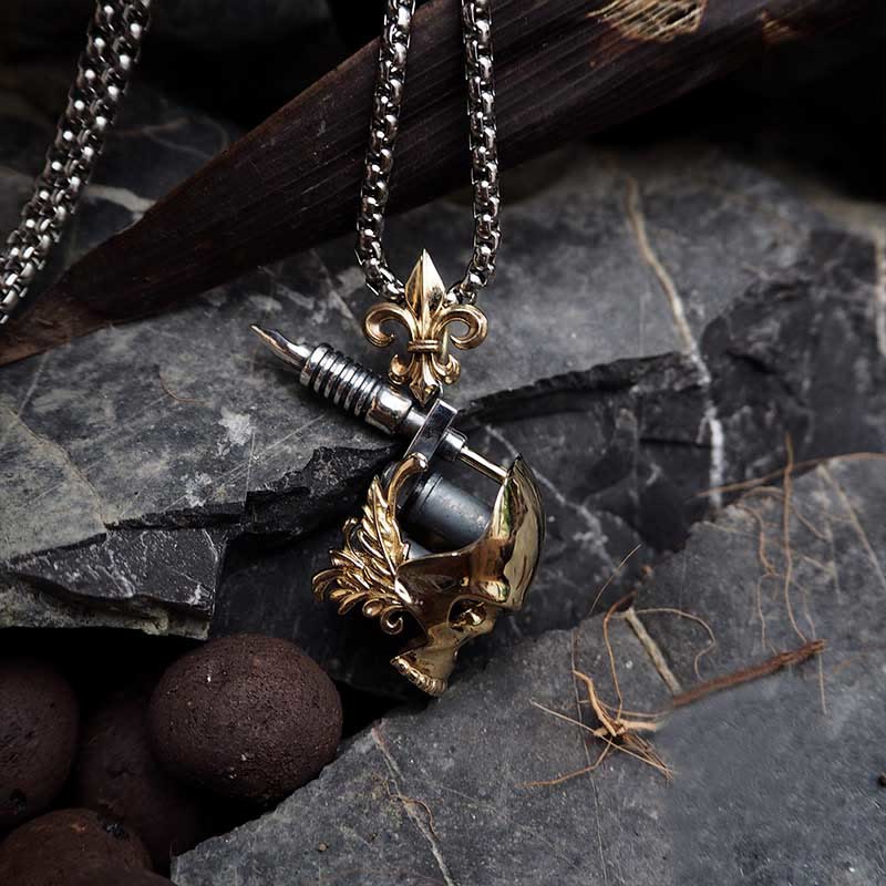 WorldNorse Skull Tattoo Machine Necklace - image 5