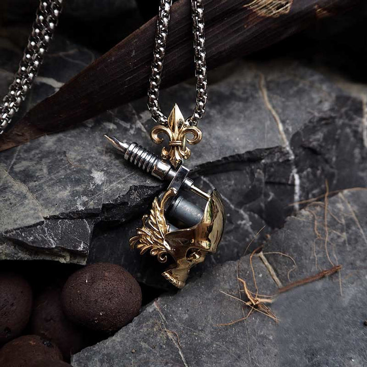 WorldNorse 925 Sterling Silver Skull Tattoo Machine Necklace - image 4