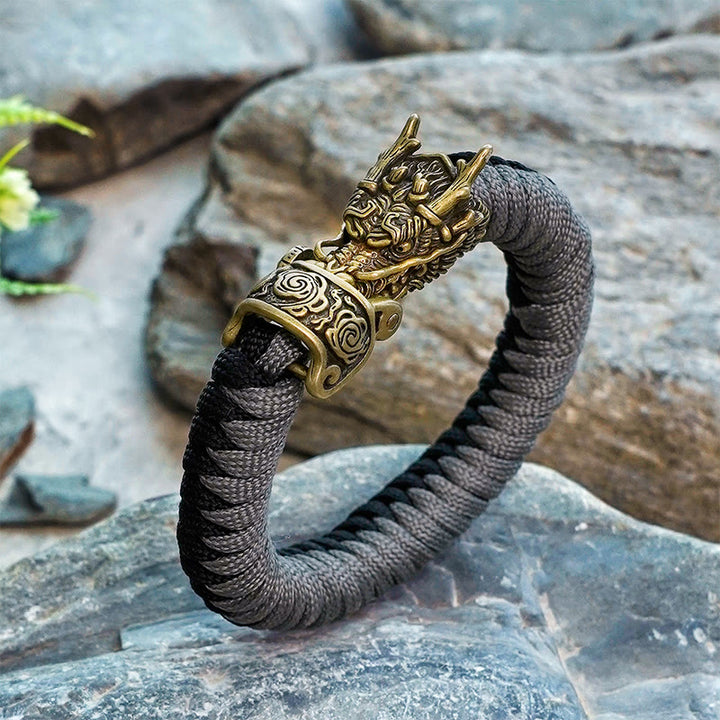 WorldNorse Mythology Norse Dragon Paracord Braided Bracelet - Black & Grey - Inner Circumference: 24cm (Full Length 28cm) - image 10
