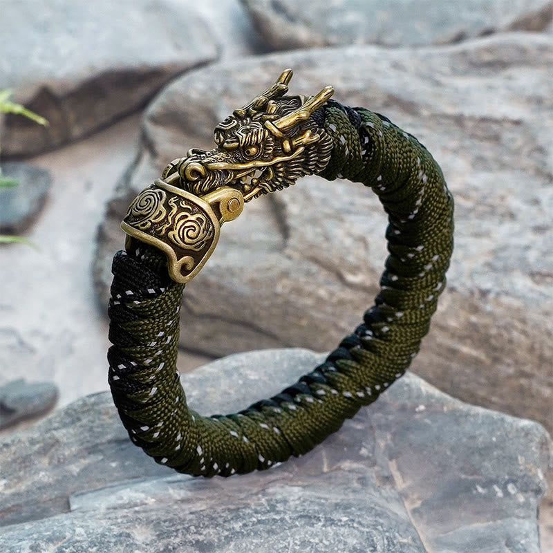 WorldNorse Mythology Norse Dragon Paracord Braided Bracelet - Black & Green - Inner Circumference: 24cm (Full Length 28cm) - image 6