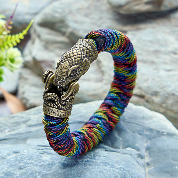 WorldNorse Viking Snake Clasp Paracord Braided Bracelet - Colorful # C - Inner Circumference: 24cm (Full Length 28cm) - image 10