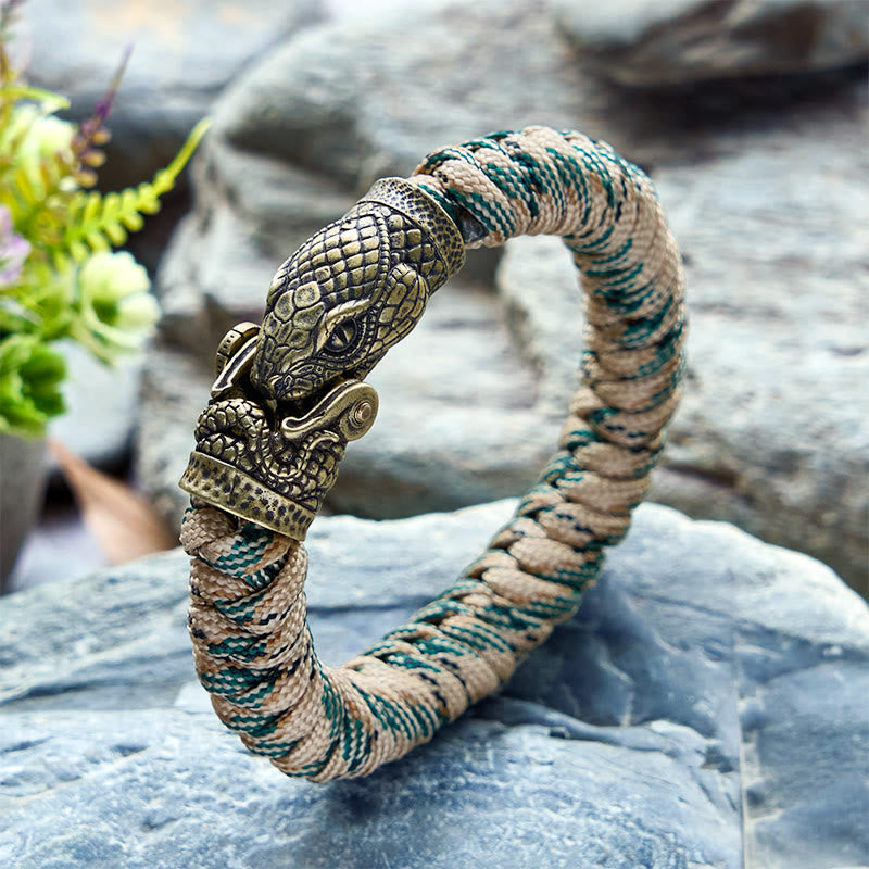 WorldNorse Viking Snake Clasp Paracord Braided Bracelet - Colorful # A - Inner Circumference: 24cm (Full Length 28cm) - image 1