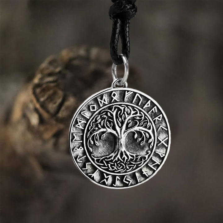 WorldNorse Handcrafted 925 Silver Yggdrasil Rune Necklace - With Wax rope - image 3
