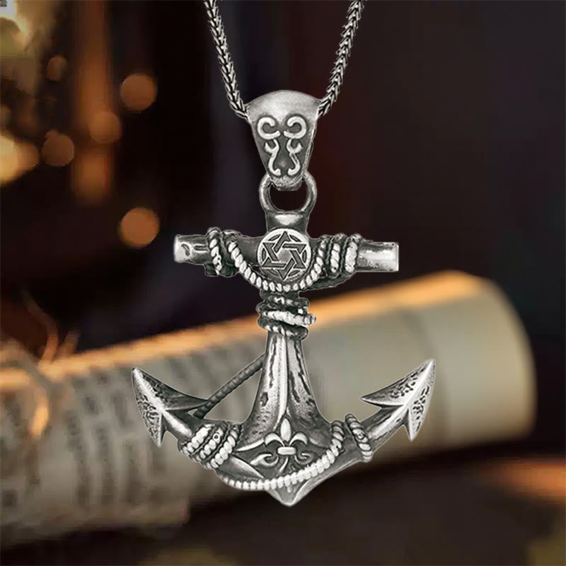 WorldNorse 999 Sterling Silver Gothic Anchor Necklace - With Foxtail Chain - image 5