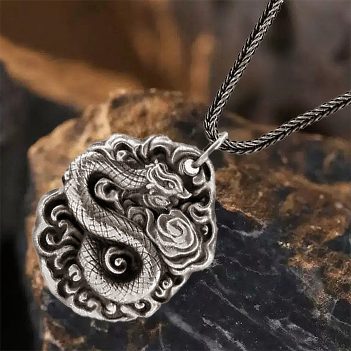WorldNorse 999 Sterling Silver Lucky Snake Pendant Necklace - With Foxtail chain - image 5