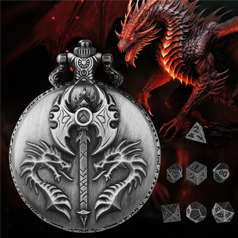 WorldNorse Double Dragon Axe Polyhedral Dice Waist Chain - image 1