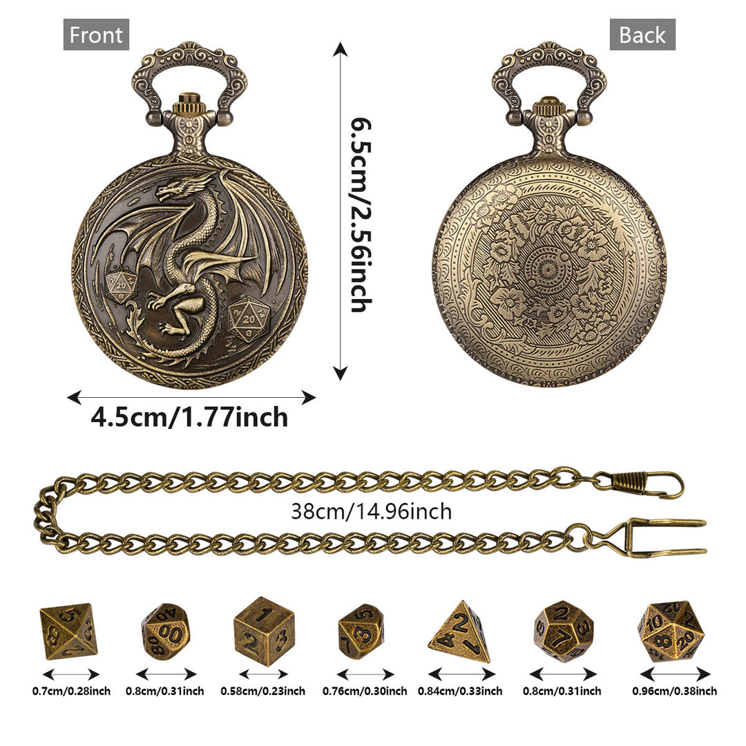 WorldNorse Dragon Pocket Watch Case Dice Set Waist Chain - image 6