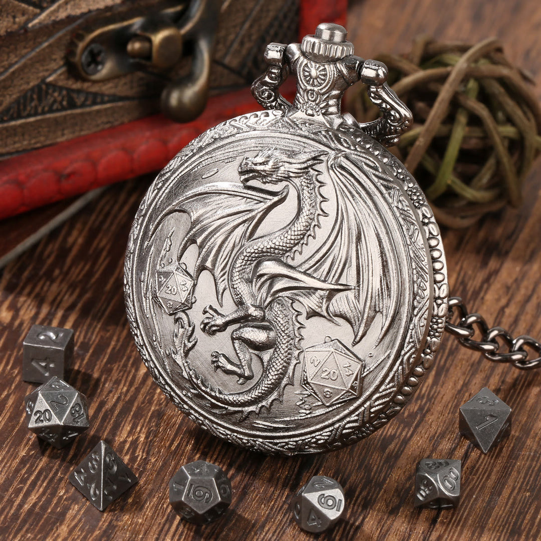 WorldNorse Dragon Pocket Watch Case Dice Set Waist Chain - image 9