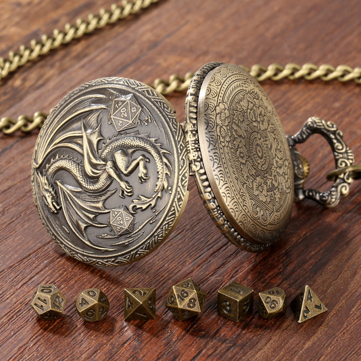 WorldNorse Dragon Pocket Watch Case Dice Set Waist Chain - image 5