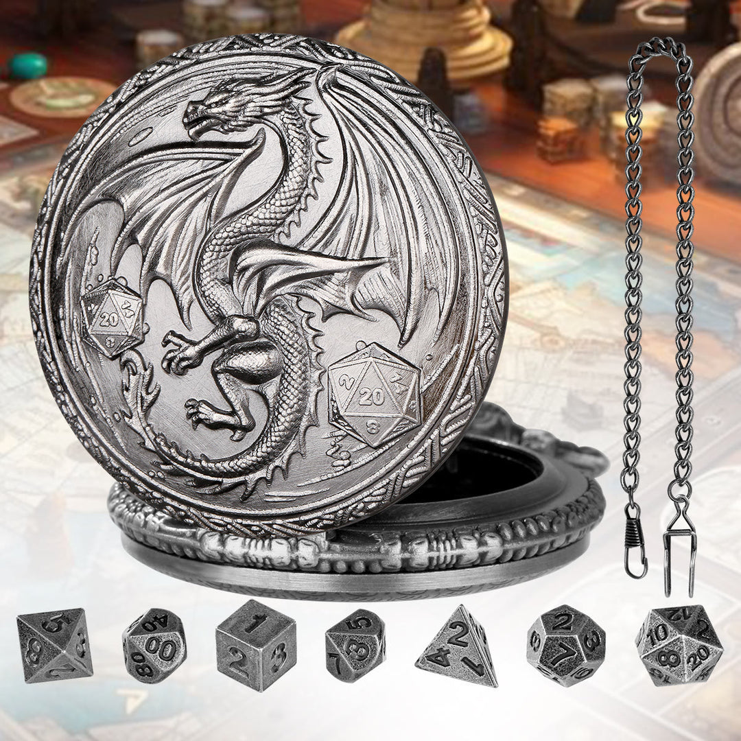 WorldNorse Dragon Pocket Watch Case Dice Set Waist Chain - image 8