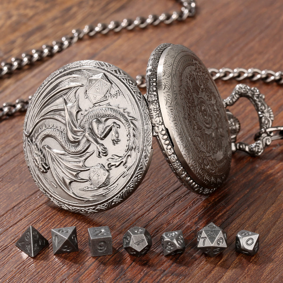WorldNorse Dragon Pocket Watch Case Dice Set Waist Chain - image 11