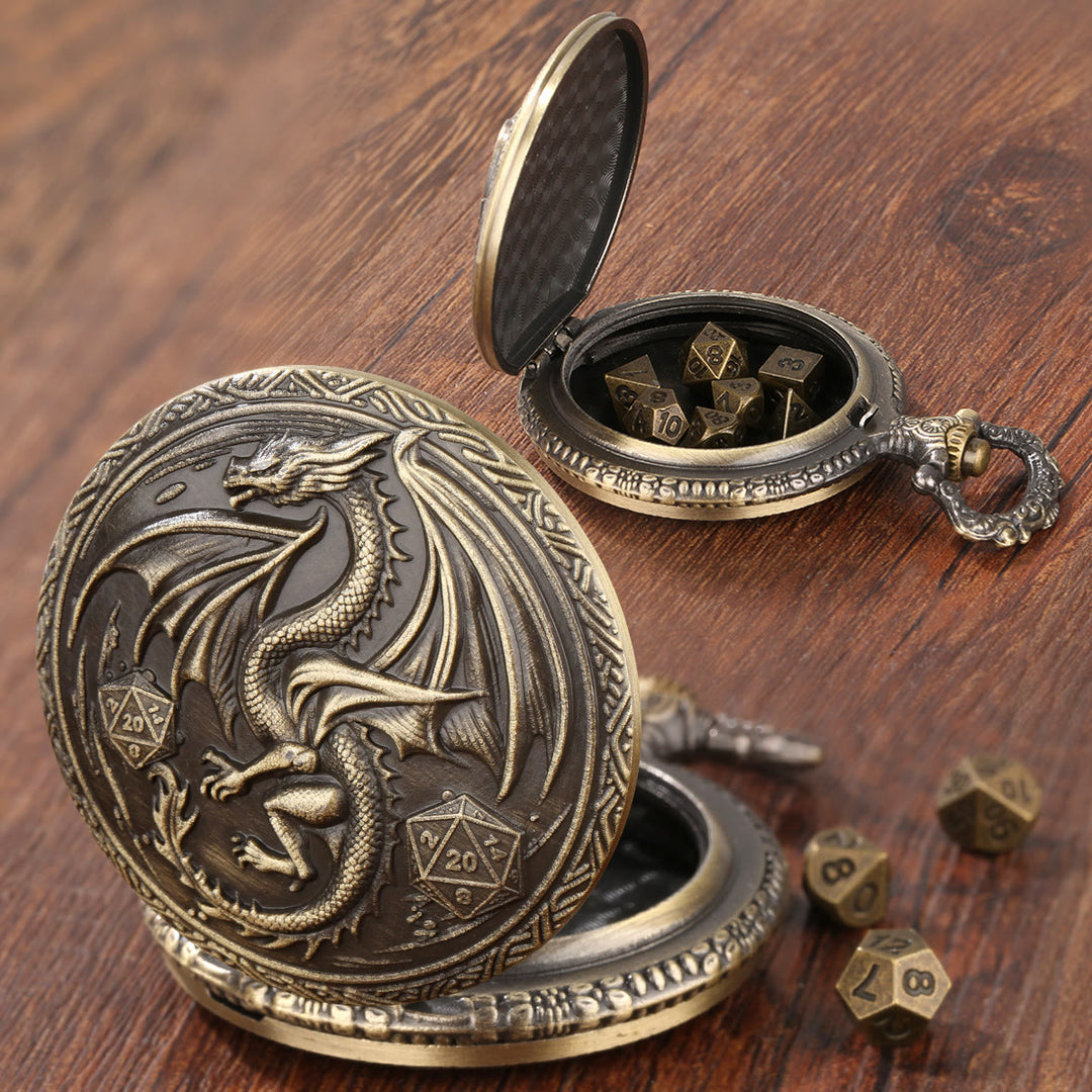 WorldNorse Dragon Pocket Watch Case Dice Set Waist Chain - image 3