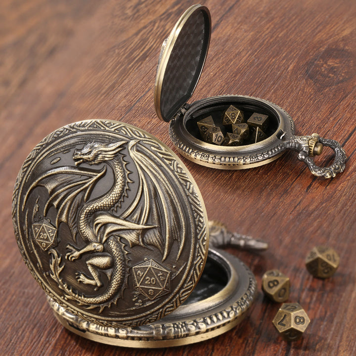 WorldNorse Dragon Pocket Watch Case Dice Set Waist Chain - image 3