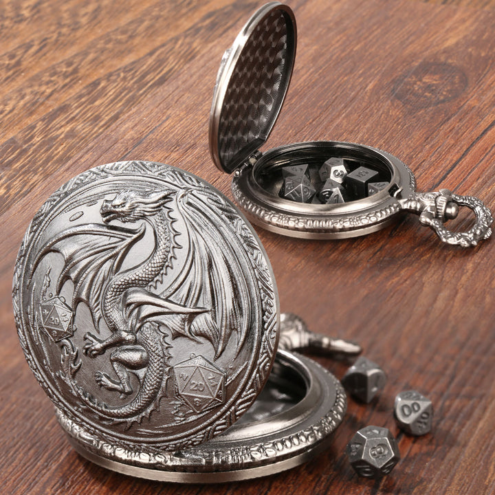 WorldNorse Dragon Pocket Watch Case Dice Set Waist Chain - image 9