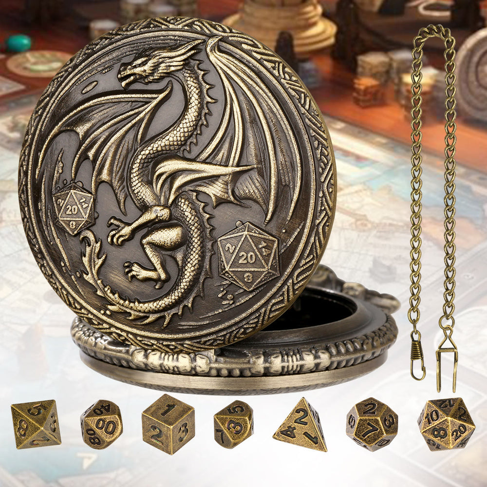 WorldNorse Dragon Pocket Watch Case Dice Set Waist Chain - image 1