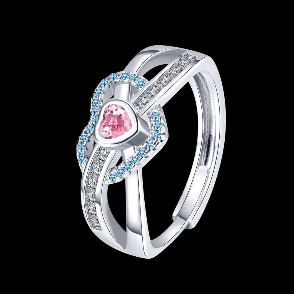 WorldNorse Freya's Winter Heart Rose Ring - Blue & Pink Heart - Adjustable - image 13