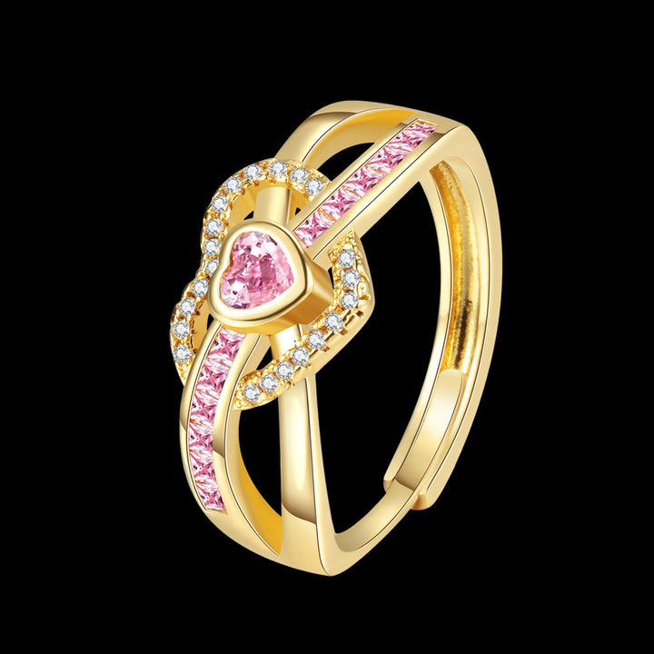 WorldNorse Freya's Winter Heart Rose Ring - Gold & Pink Heart - Adjustable - image 9