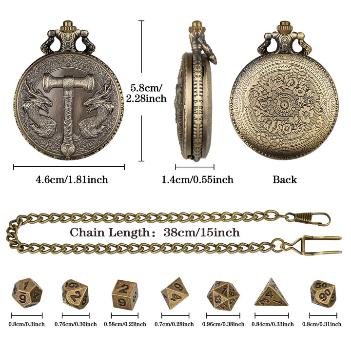 WorldNorse Hammer Double Dragons Dice Set Waist Chain - image 5