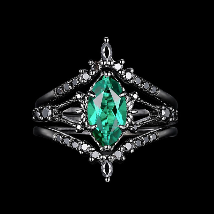 WorldNorse Mystic Emerald Crown 3-Piece Ring Set - US 11 - image 0