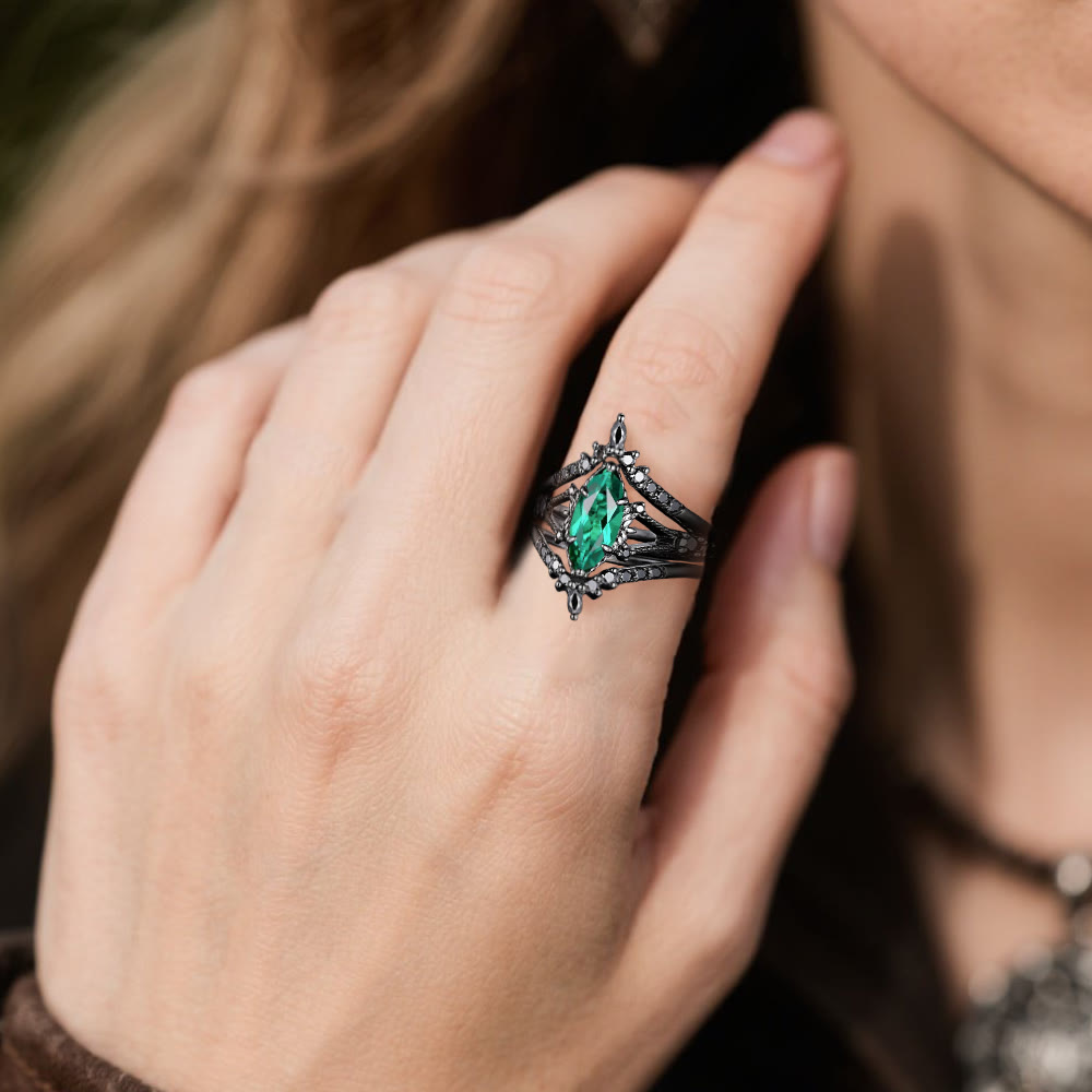 FREE Today: Mystic Emerald Crown 3-Piece Ring Set - image 2