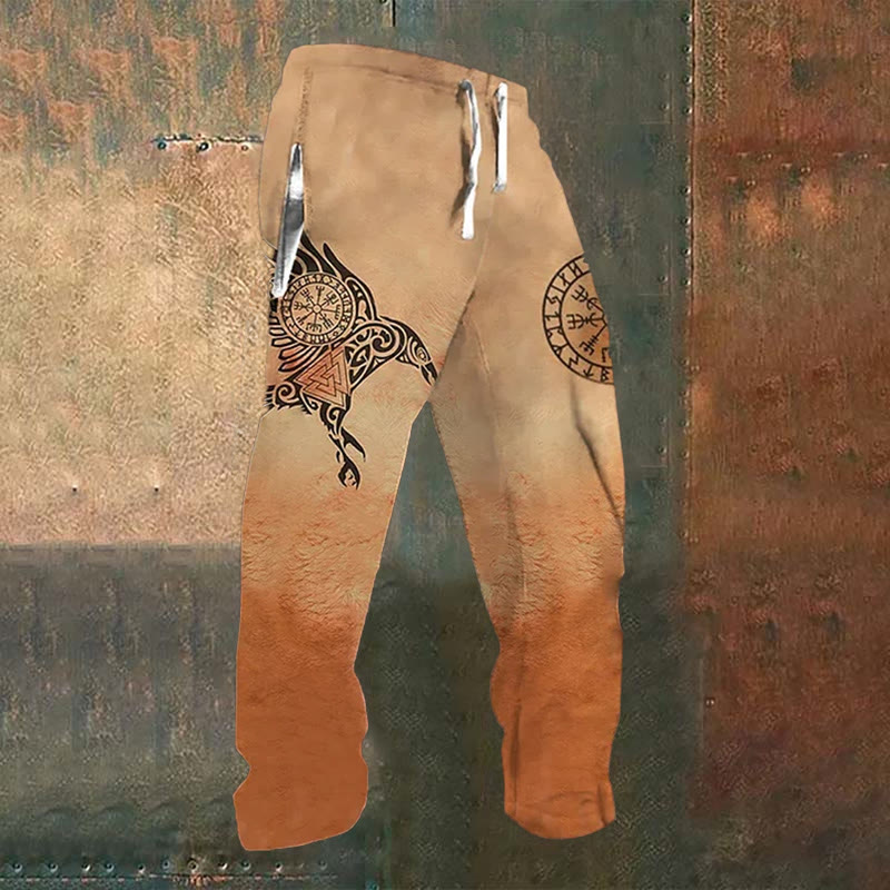 WorldNorse Flying Raven Valknut Vegvisir Gradient Sweatpants - US/UK/AU52，EU62 (6XL) - image 1