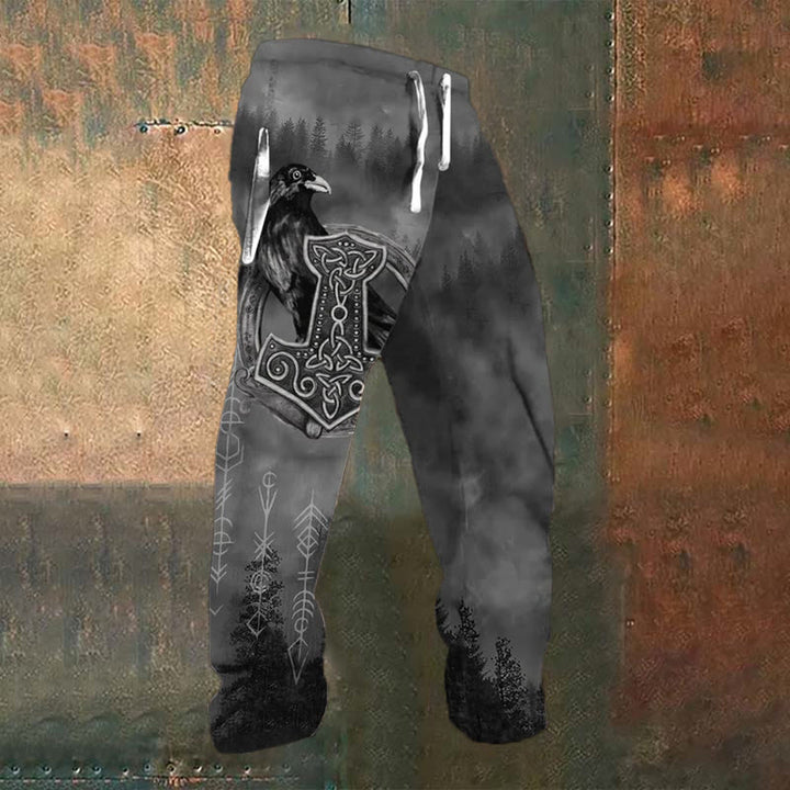 WorldNorse Dense Fog Raven Viking Mjolnir Sweatpants - US/UK/AU52，EU62 (6XL) - image 0