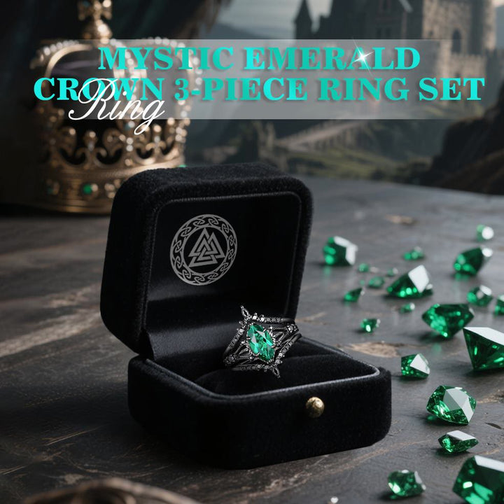 WorldNorse Mystic Emerald Crown 3-Piece Ring Set - image 2