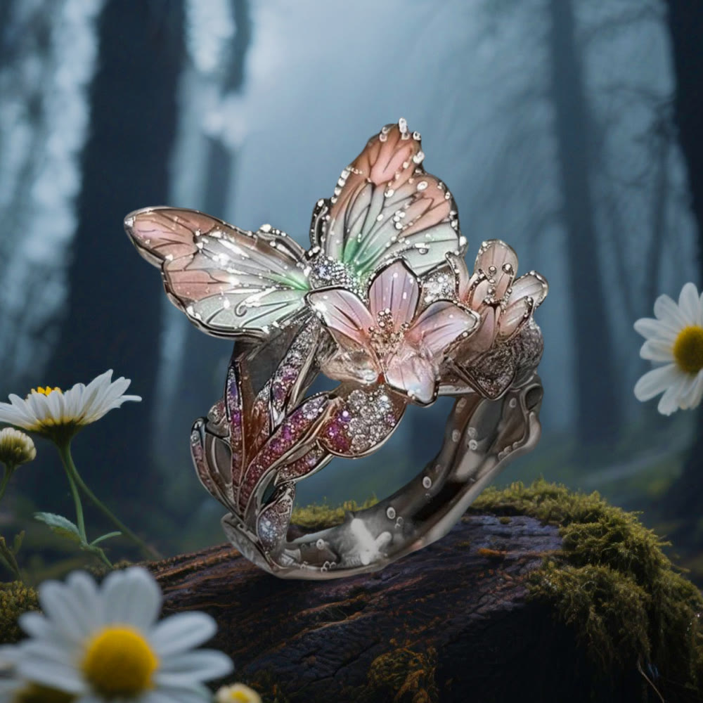 WorldNorse Whispering Blossoms Butterfly Ring - Butterfly#C - Silver - image 11