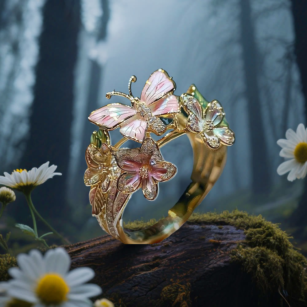 WorldNorse Whispering Blossoms Butterfly Ring - Butterfly#D - Gold - image 13