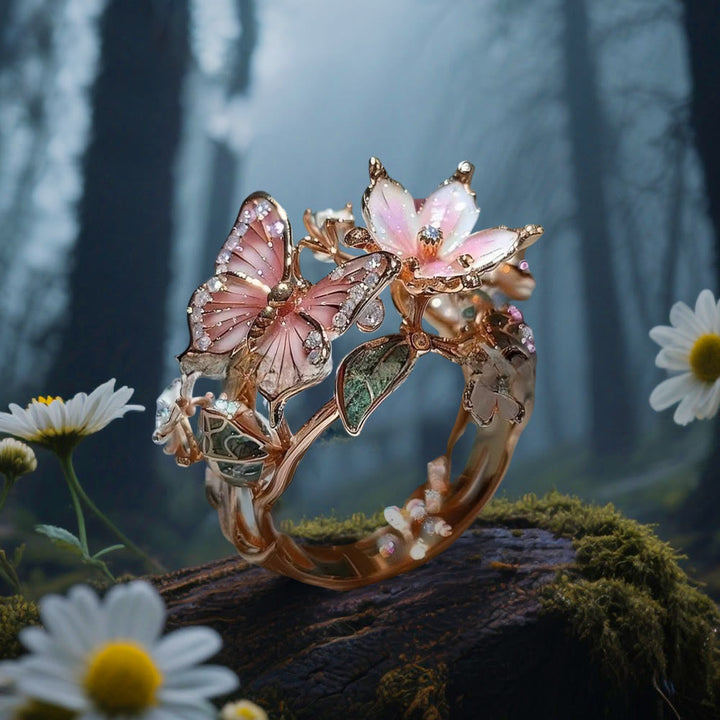 WorldNorse Whispering Blossoms Butterfly Ring - Butterfly#A - Rose Gold - image 6
