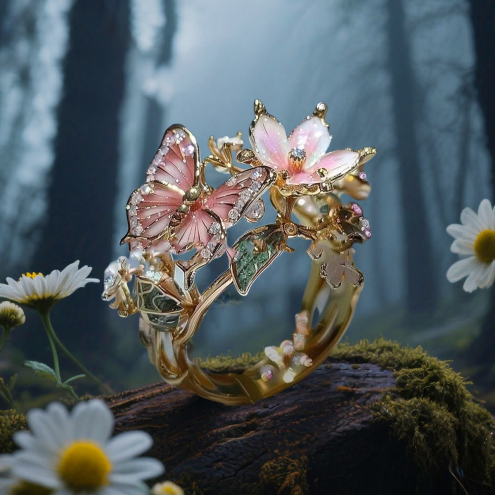 WorldNorse Whispering Blossoms Butterfly Ring - Butterfly#A - Gold - image 0