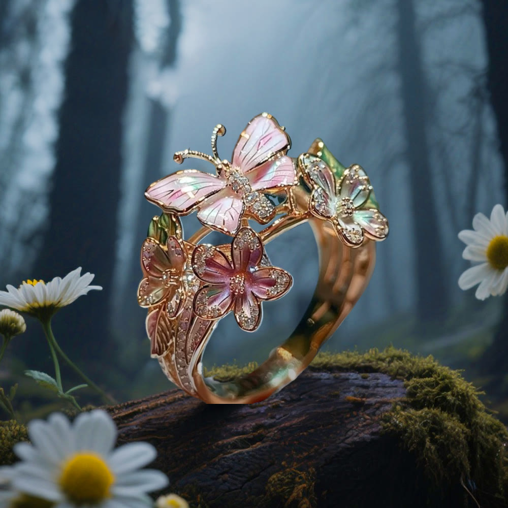 WorldNorse Whispering Blossoms Butterfly Ring - Butterfly#D - Rose Gold - image 15