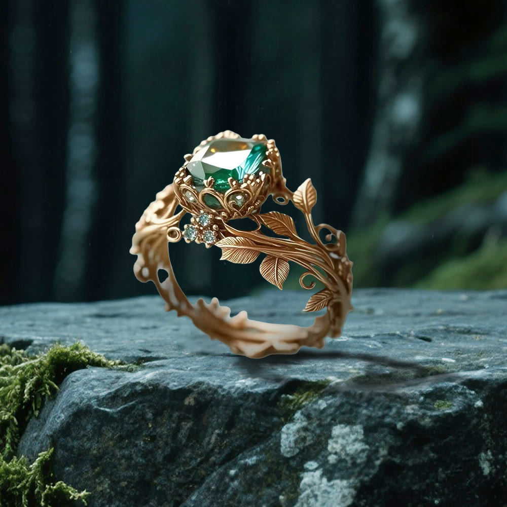 WorldNorse Emerald Yggdrasil Ring - Gold - US 10 - image 5