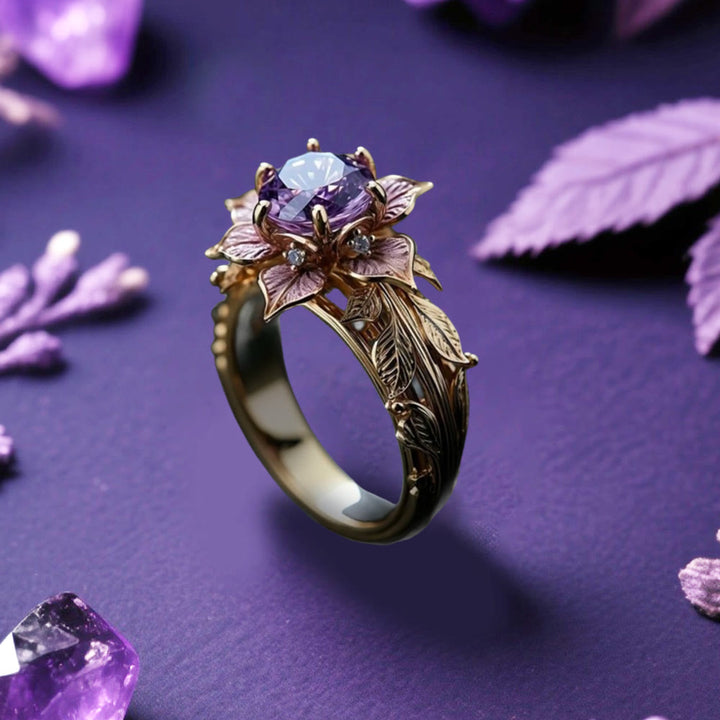 WorldNorse Twilight Bloom Amethyst Dual Tone Ring - US 10 - image 0
