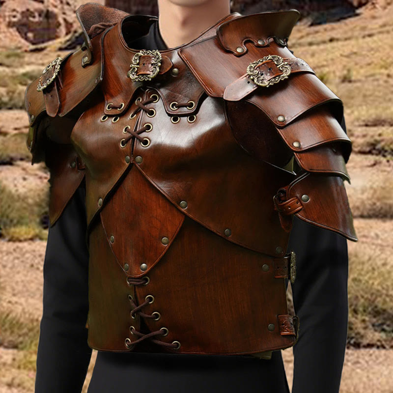 WorldNorse Medieval Rivets Lace Up Adjustable Buckles Chest Armor - PU ...