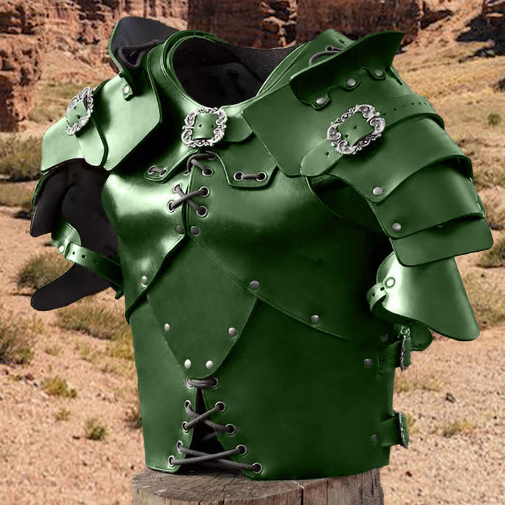 WorldNorse Medieval Rivets Lace Up Adjustable Buckles Chest Armor - Green - image 5