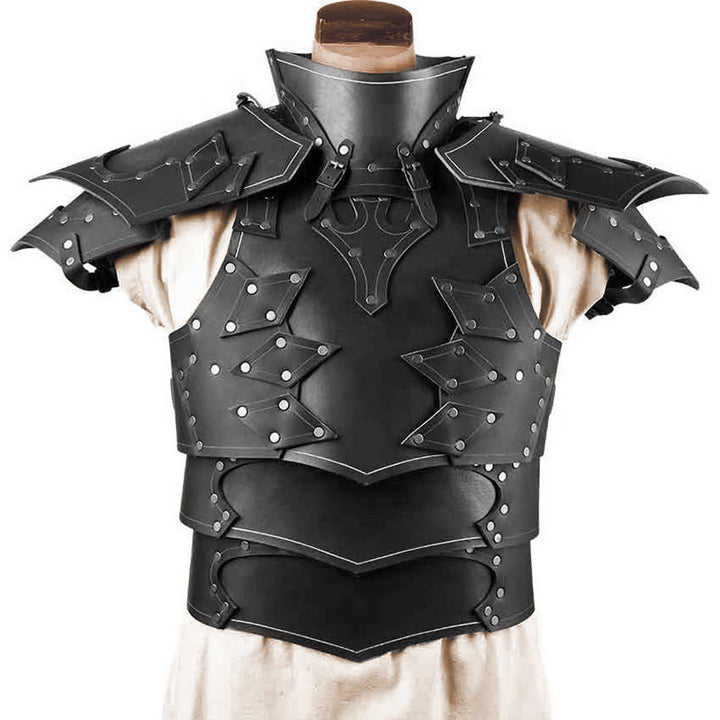 WorldNorse Medieval Renaissance Layered Buckles Shoulder Chest Armor  - Black - image 6