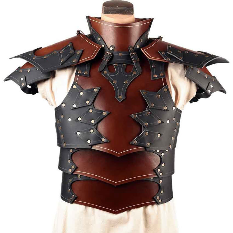 WorldNorse Medieval Renaissance Layered Buckles Shoulder Chest Armor  - Brown - image 1