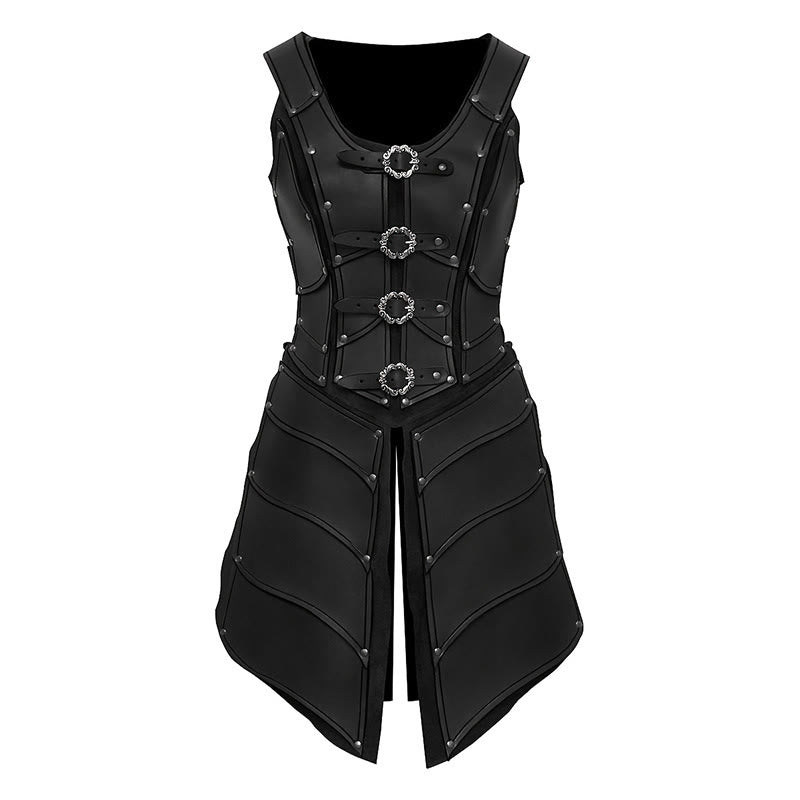 WorldNorse Steampunk Women Ring Style Buckles Corset Dress - Black - image 2