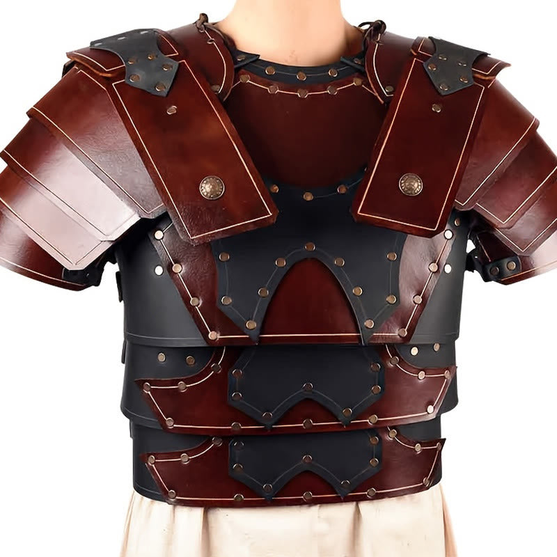 WorldNorse Viking Leather Paneled Design Chest Armor  - Brown & Black - image 1