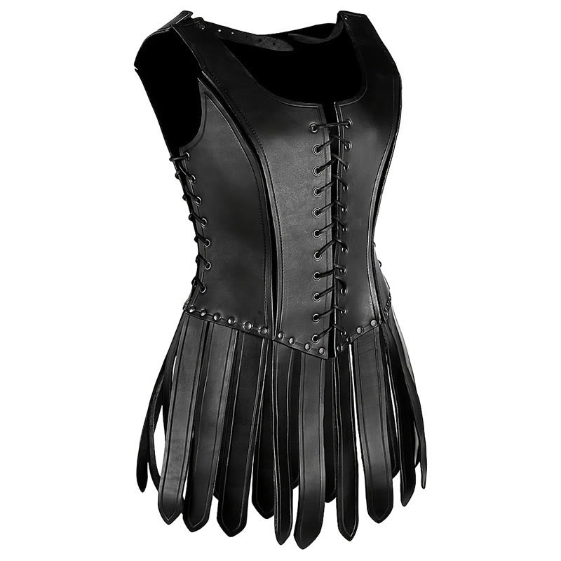 WorldNorse Women Lace Up Fringe Corset Dress - image 3