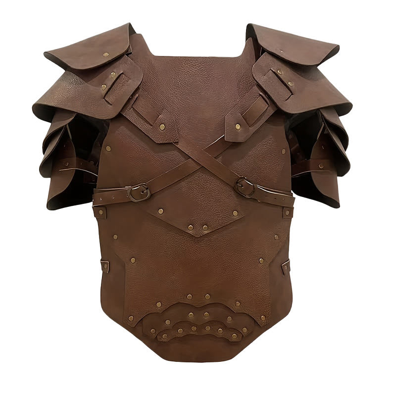 WorldNorse Multi Layered Rivets Arched Chest Armor  - Brown - image 1