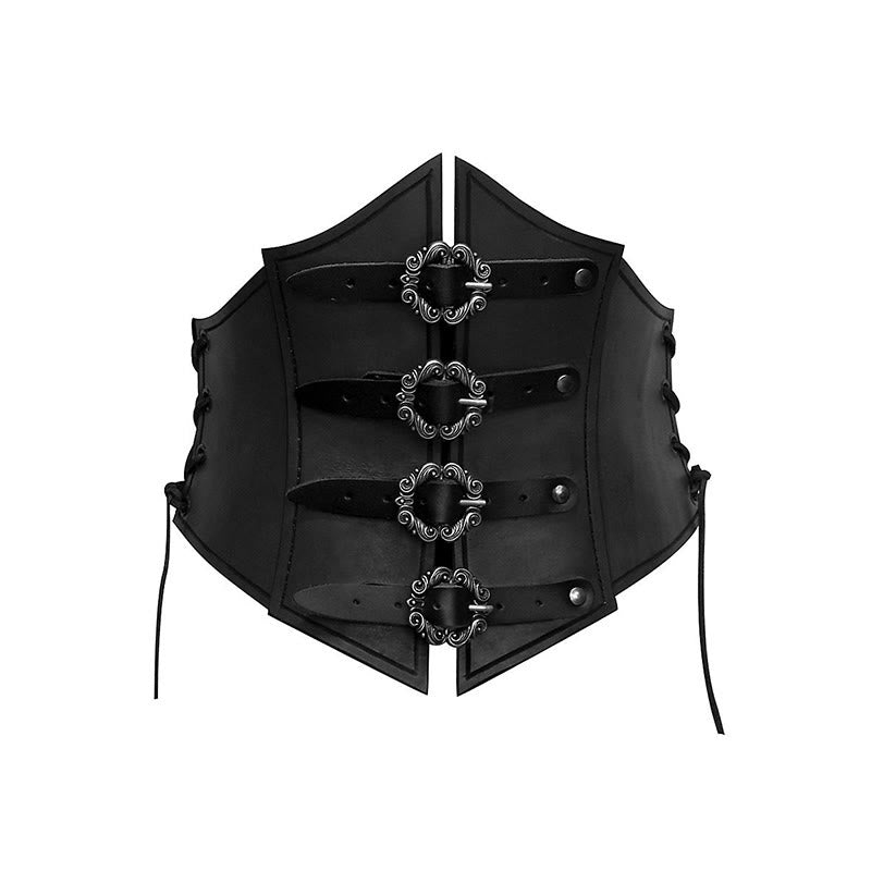 WorldNorse Side Lace Up Shield Shaped Chest Armor  - Black - image 2
