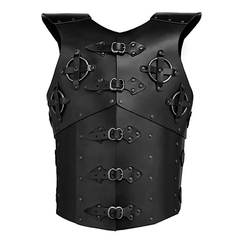 WorldNorse Punk Knight Cross Buckles Decoration Rivets Chest Armor - Black - image 2