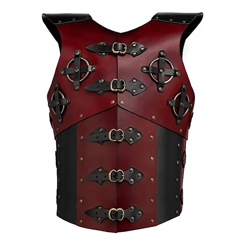 WorldNorse Punk Knight Cross Buckles Decoration Rivets Chest Armor - Red - image 1