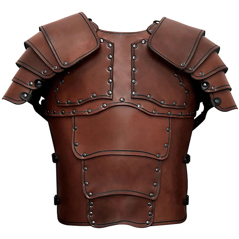 WorldNorse Retro Segmented Shoulder Curved Panel Chest Armor  - Brown - image 7
