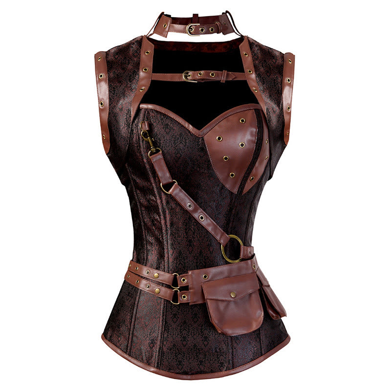 WorldNorse Women Steampunk Buckles Pouch Corset Dress - US/UK/AU52，EU62 (6XL) - image 1